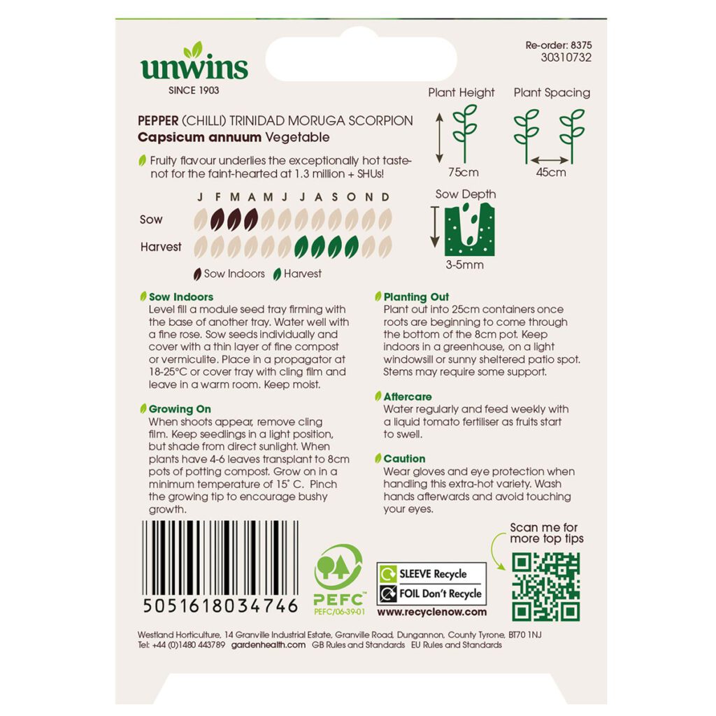 Unwins Chilli Pepper Trinidad Moruga Scorpion Seeds 5051618034746 2